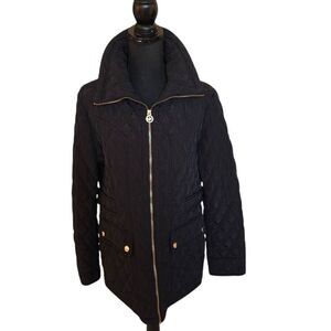 MICHAEL Michael Kors Women's Zip Front Collared Diamond Quilted Coat Large